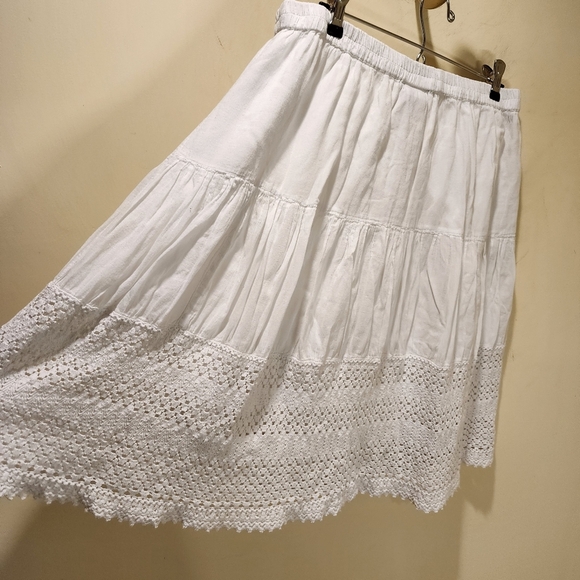 Metrowear Women's White Cotton Elastic Waist Skirt size L - Picture 8 of 10